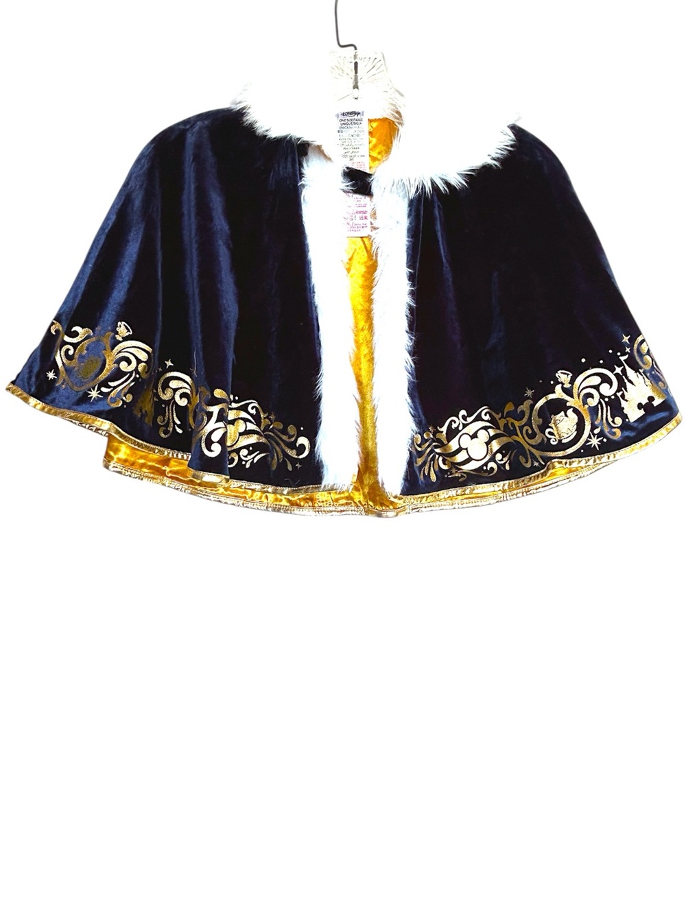Disney NCL royal court tea Beauty & The Beast cape blue velvet white faux fur - Picture 10 of 10